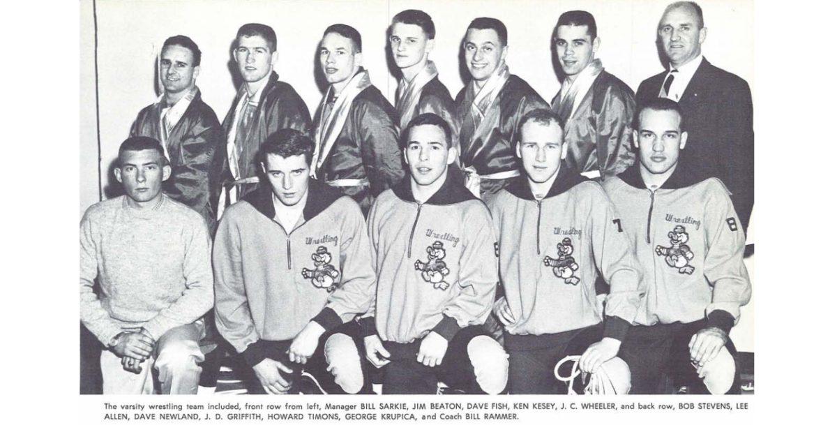 Ken Kesey, author of One Flew Over the Cuckoo&#8217;s Nest, also helped lead Oregon&#8217;s wrestling team to success in 1957. (Oregana/University Archives)