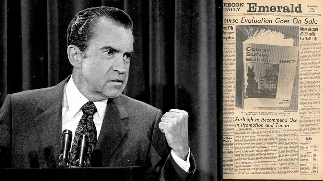 The &#8220;Orientation Edition&#8221; of the Oregon Daily Emerald in 1967 proudly announced on the front page that Richard Nixon was going to be speaking to the Associated Students of University of Oregon on Oct. 6. The headline read &#8220;Nixon Accepts ASUO Invite For &#8216;Fall Talk,&#8217;&#8221; and that was about as &#8230;