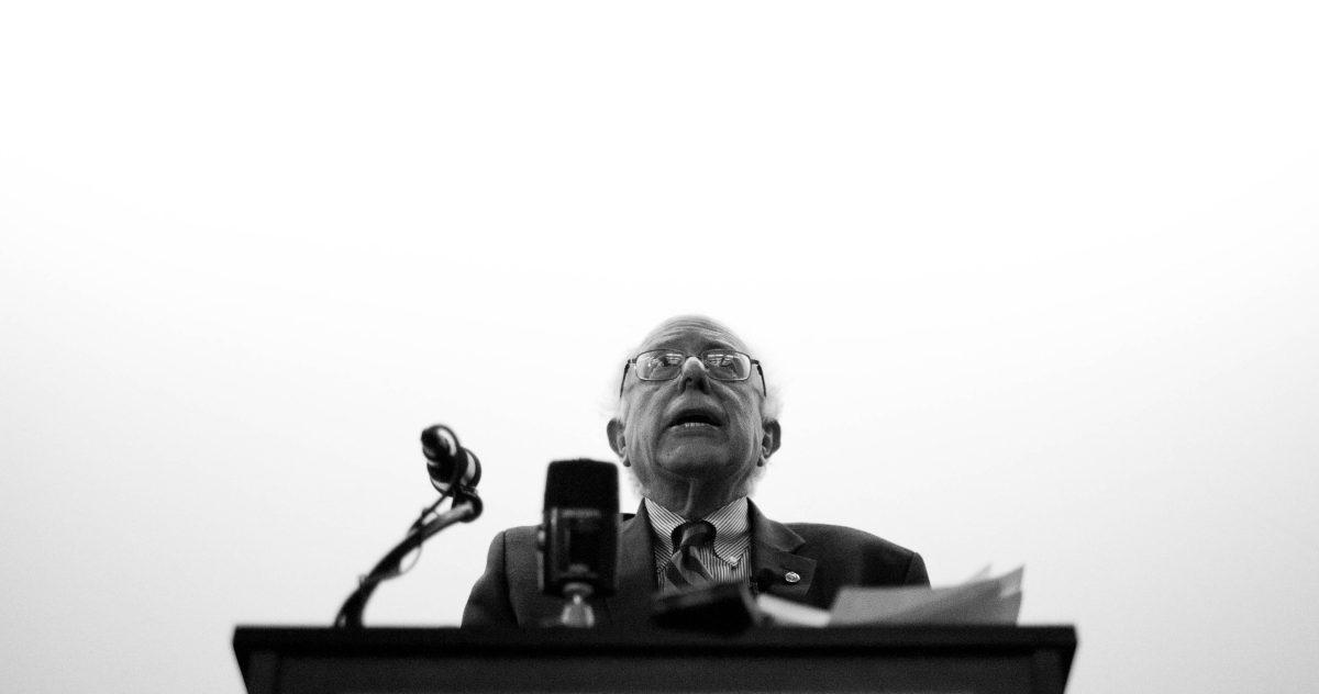 Sen. Bernie Sanders (I-Vt.) speaks during a town hall event at Drake University in Des Moines, Iowa, on Friday, February 20, 2015. Photo by J. Alex Cooney/StumpSource.org