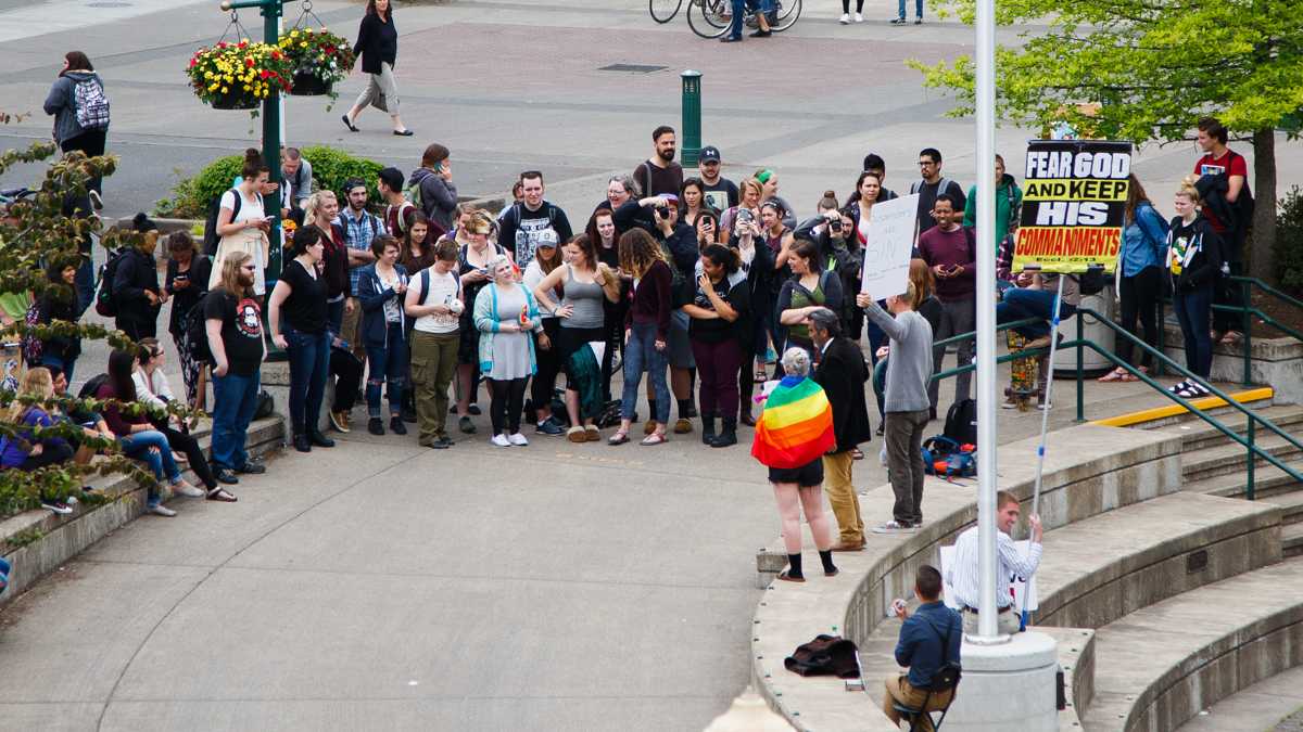 &#8220;Truth is, the bible thumpers are exercising their right of freedom of speech. Sadly, in policy and in practice the University of Oregon has a history of failing to protect that right on our campus.&#8221; (Taylor Wilder/Emerald)