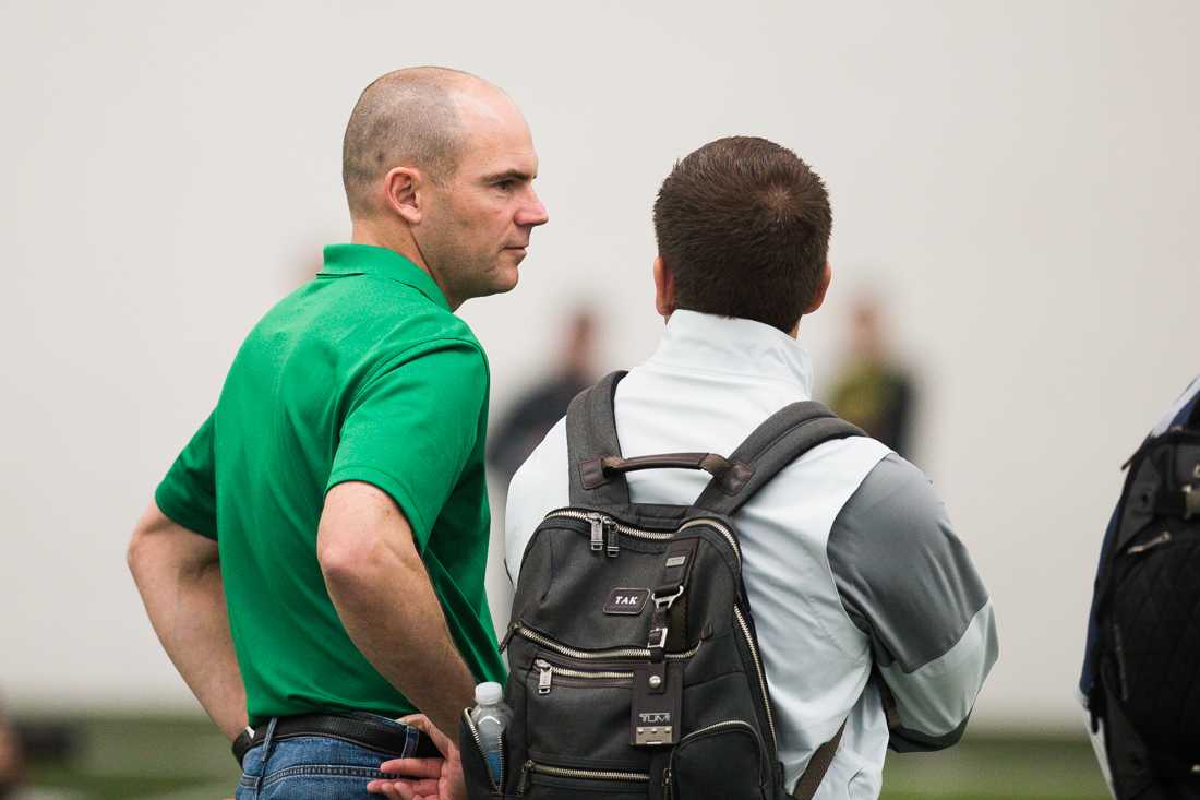 The 2015 Oregon Ducks football season has officially begun. The Ducks held their first official practice in helmets and shorts Monday at Autzen Stadium. Although they won&#8217;t don shoulder pads until Wednesday and full pads until Friday,&#160;new and returning&#160;Ducks&#160;set out to make strong impressions on the coaching staff during walk-throughs. &#8230;