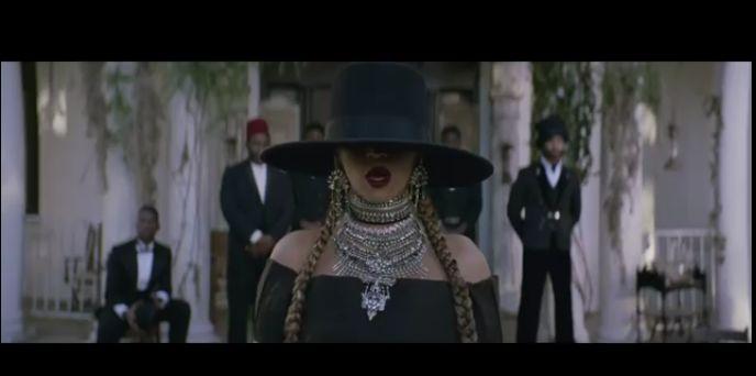 <p>Beyoncé in the “Formation” video. (YouTube).</p>