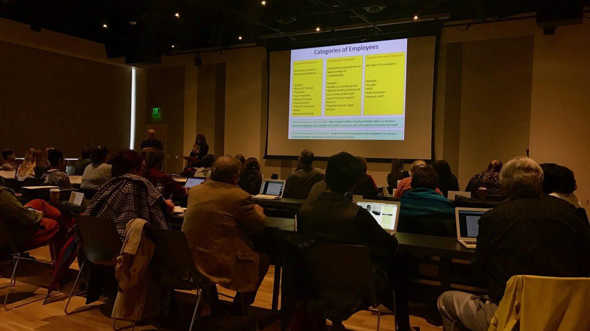 The UO Senate held a meeting on Wednesday, during which a new sexual assault reporting policy met approval, among other motions. (Will Campbell/Emerald)