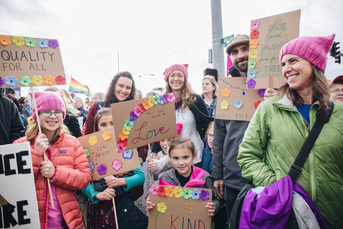 Thousands of people gathered January 20th 2018 to take part in the Women&#8217;s March for action throughout Eugene.