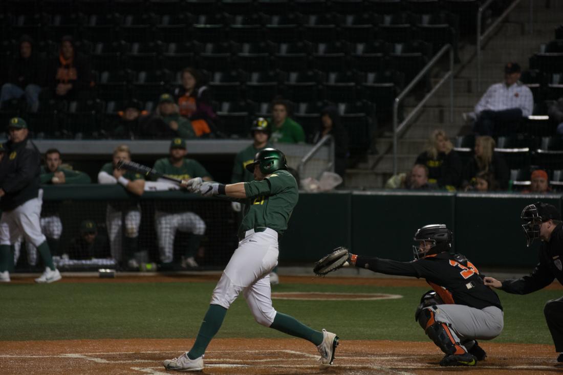 With the Friday game postponed due to weather, Oregon Ducks baseball picked up a pair of wins over the California Golden Bears in a doubleheader on Saturday at PK Park. The Ducks jumped out to a 6-0 lead in the first three innings in the first game before having to &#8230;