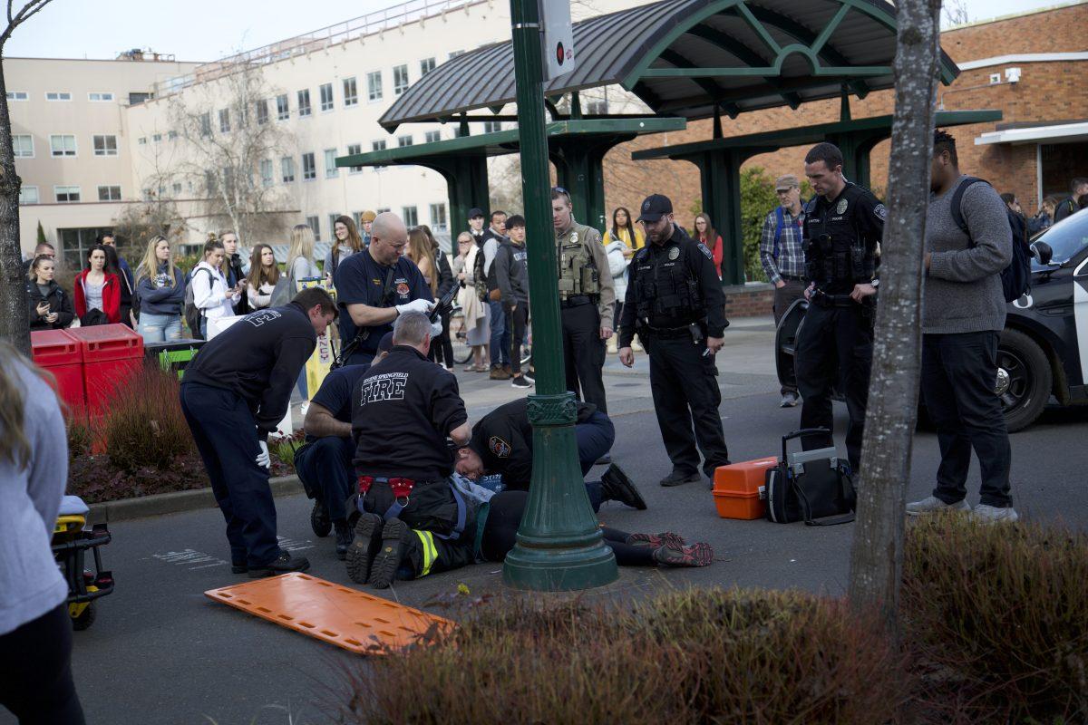 A woman riding her bike&#160;down East 13th Avenue on campus struck a pole and lost consciousness on Tuesday at about 3:19 p.m., according to multiple witness accounts. Police, fire and EMS responded immediately while a crowd gathered around the woman. The woman is being taken to the hospital. The extent &#8230;