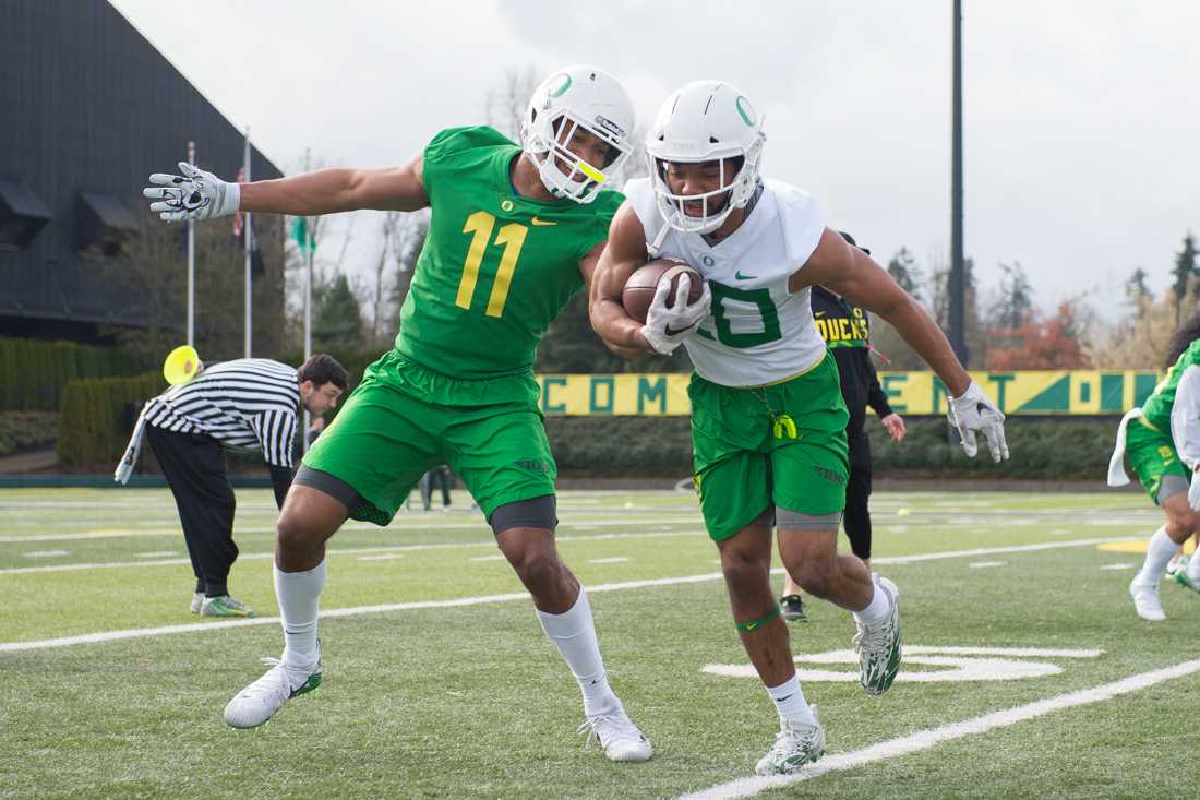 Outside linebackers coach Cort Dennison spoke to the media Thursday. The coach is in his first season as a Duck after coaching at Louisville since 2014. His youth &#8212; he graduated from Washington in 2011 after playing football for four seasons &#8212; is an asset as the Ducks continue to &#8230;