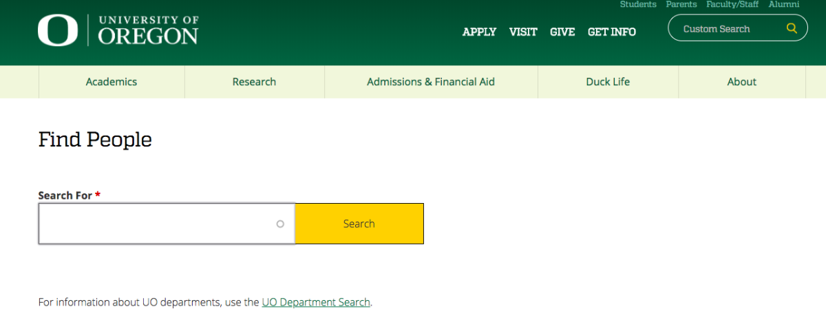 Students use UO Find People as a way to contact their classmates and professors through personal information. (Erin Carey)