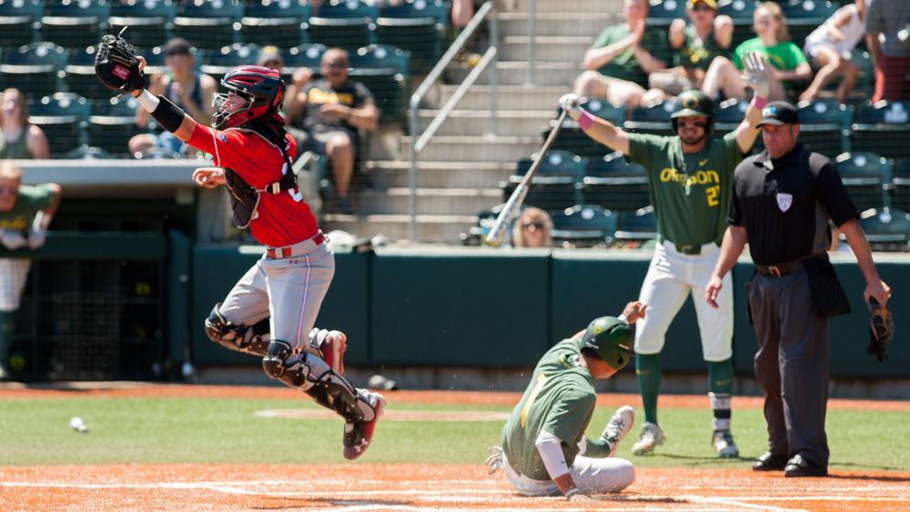 Tie game, two outs and the bases loaded in the bottom of the ninth inning. That was the situation for Oregon center fielder Johnny DeLuca. As he prepared to swing, Utah pitcher Trenton Stoltz lost control of a pitch and it got away from catcher Shea Kramer. Kyle Kasser read &#8230;