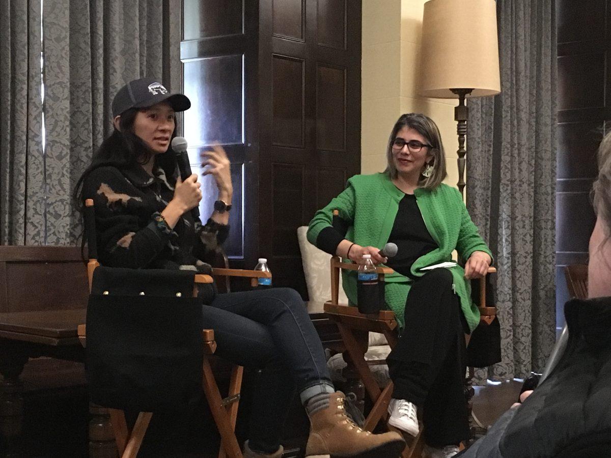 Chlo&#233; Zhao opens the conversation about her filmmaking process with University of Oregon students. Award-winning director Chlo&#233; Zhao discusses her films for an event titled &#8220;The Art of Directing With Chlo&#233; Zhao&#8221; in University of Oregon&#8217;s Gerlinger Hall on May 1, 2018. (Mia Vicino/Emerald)