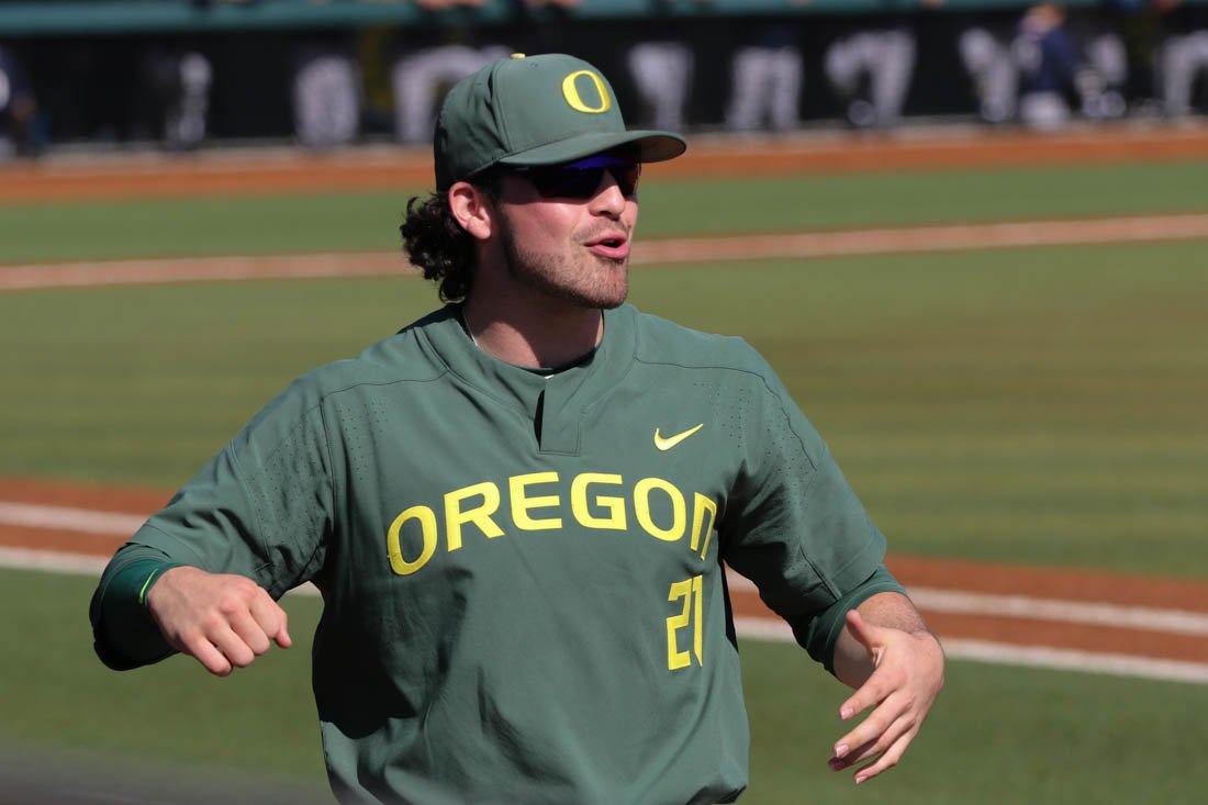 Oregon sophomore starting pitcher Kenyon Yovan was in a bind. After allowing only two hits and one run through eight innings, Yovan put Arizona runners on first and second base with no outs in the ninth inning. He had just hit a batter, and his pitch count was well above &#8230;