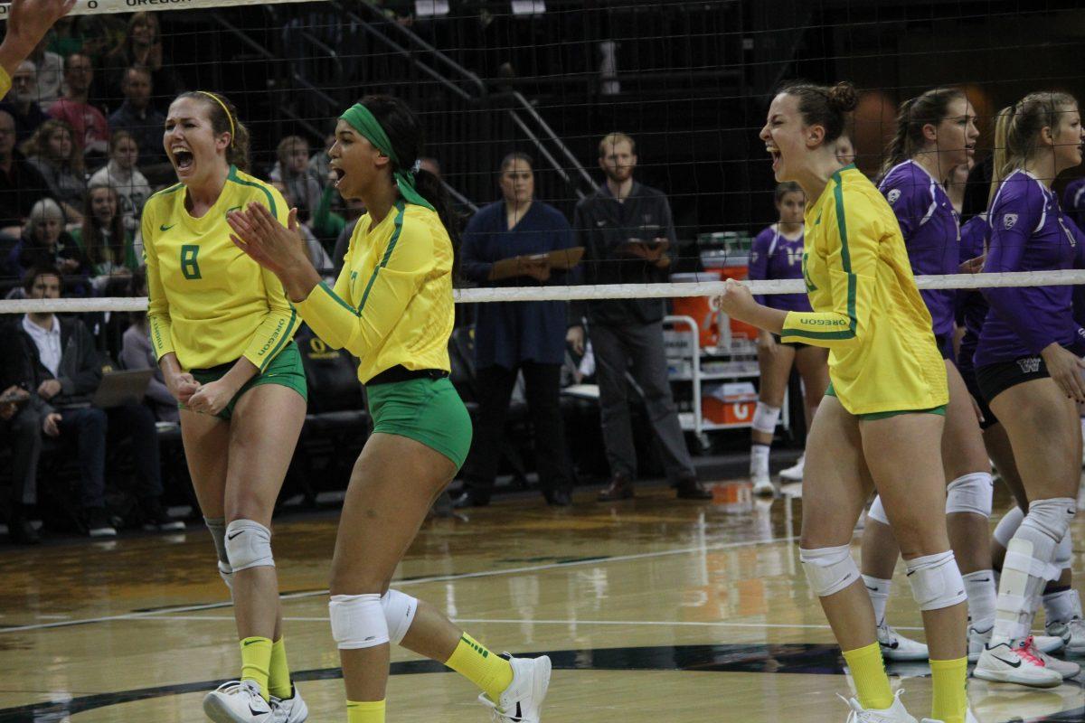 The No. 12 Oregon Ducks finished their non-conference play in the state of Hawaii with back-to-back wins over the Hawaii Rainbow Wahine. Oregon (7-3) swept Hawaii Thursday night with set wins of 25-18, 25-23 and 25-22. The Rainbow Wahine (4-5) gave the Ducks a run for their money, pushing Oregon &#8230;