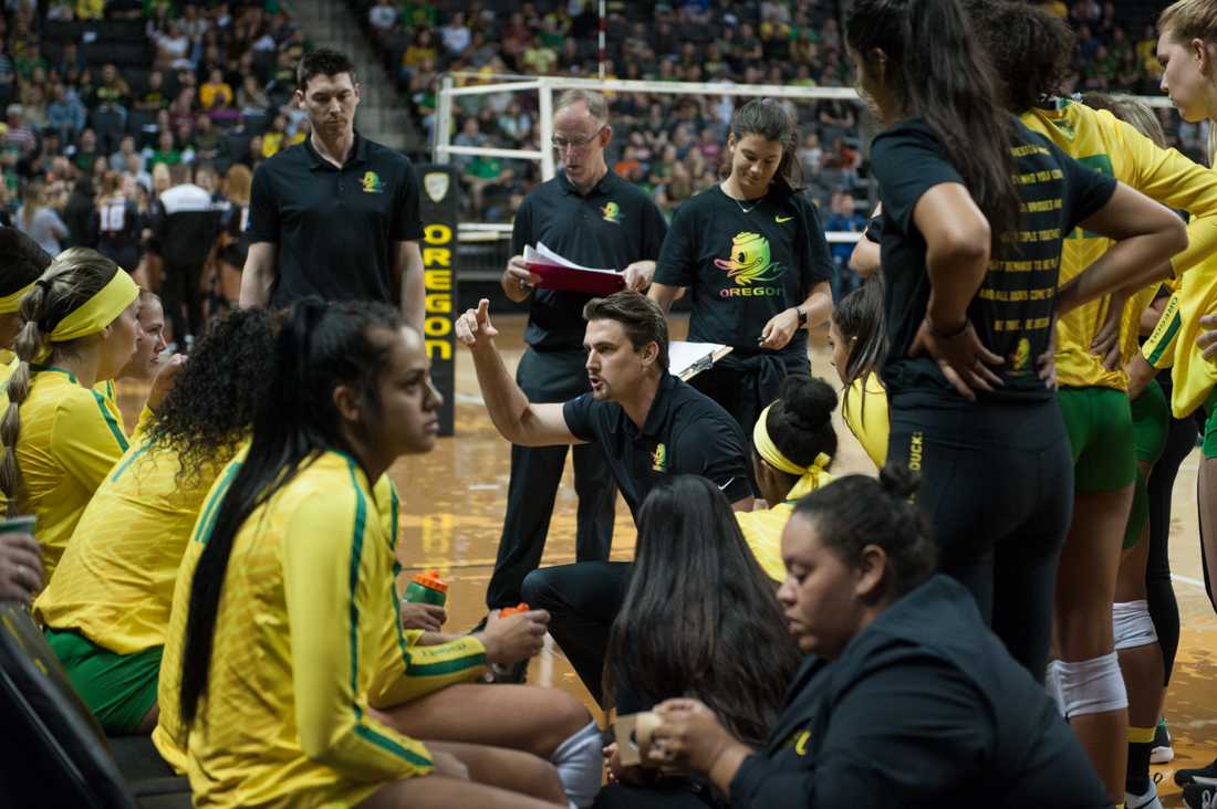 After dropping both its home matches this weekend, the Oregon volleyball team dropped eight spots in the American Volleyball Coaches Association (AVCA) poll to No. 20. The Ducks suffered an upset loss against then-ranked No. 24 Arizona on Friday in a five-set match, before being swept by the Arizona State &#8230;