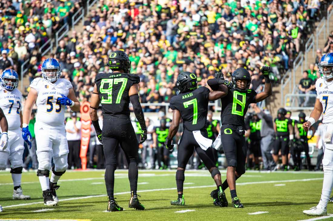 Oregon&#8217;s defense needed to make a stop. With the score 35-12 Oregon and the fourth quarter just underway, San Jose State&#8217;s Thai Cottrell returned an Oregon kickoff 96 yards to the Ducks&#8217; 4-yard line. Four plays and a false start later, the Spartans chipped a 25-yard field goal. Mission accomplished. &#8230;