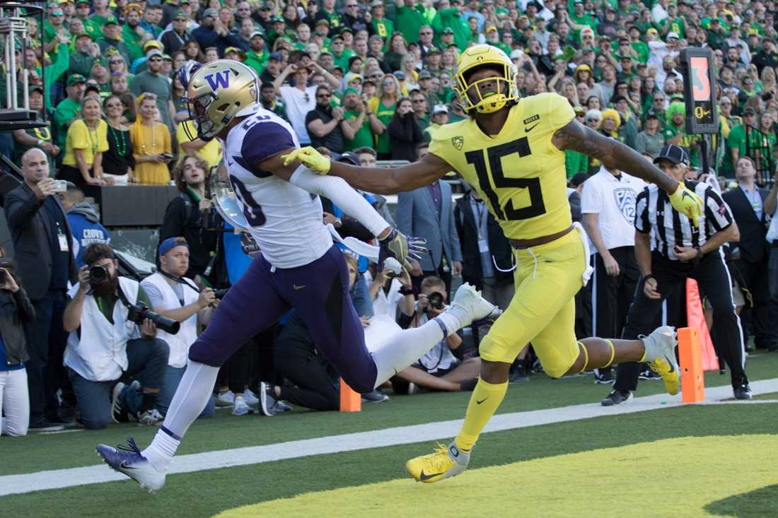 Calvin Throckmorton / Tackle / Oregon Oregon freshman left tackle Penei Sewell will be out approximately six weeks after injuring his ankle against Washington last Saturday. Sewell has protected quarterback Justin Herbert&#8217;s blind side incredibly well, given he just turned 18. In his absence, right tackle Calvin Throckmorton moved across &#8230;