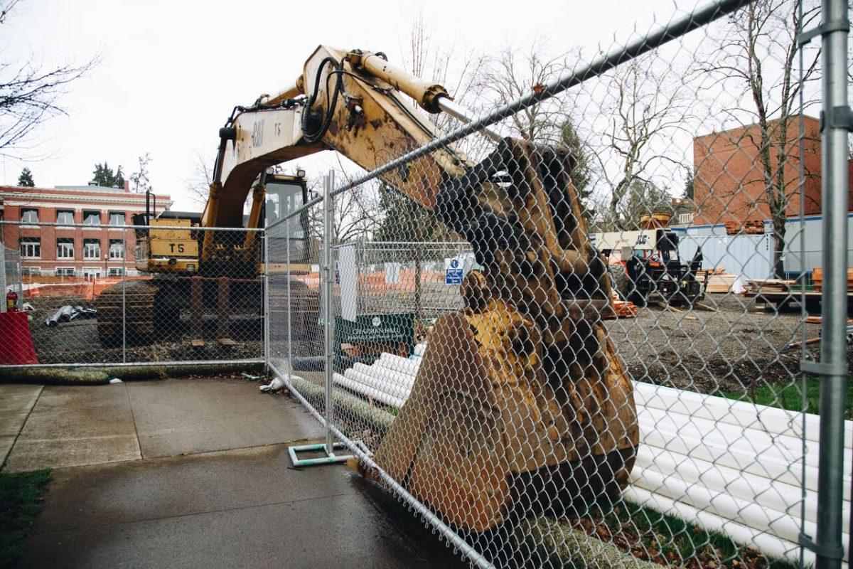 Construction near Johnson Hall. (Sarah Northrop/Emerald)