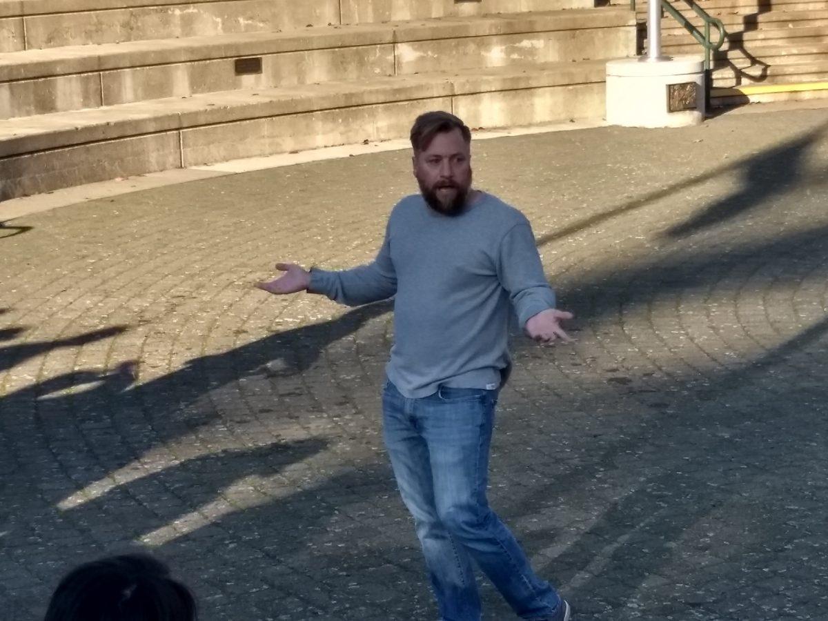 Keith Darrell, a self-proclaimed "campus preacher," spoke to students about his&#160;evangelist ideologies at the EMU amphitheater on Thursday.&#160;