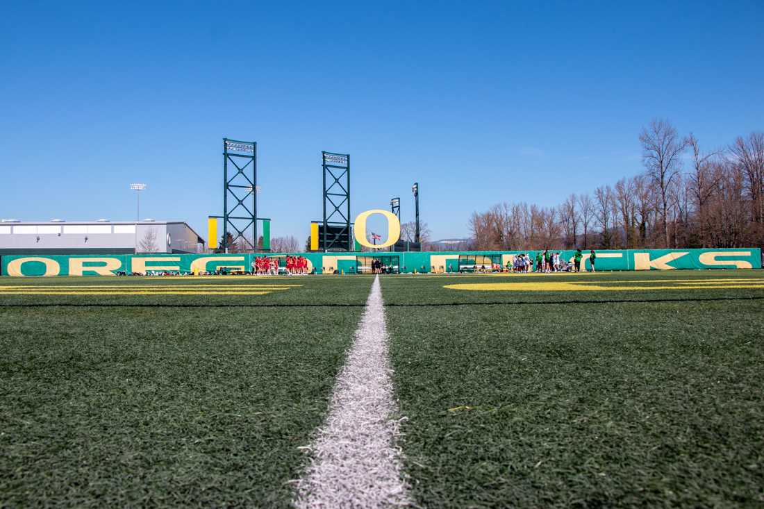 <p>Oregon women’s lacrosse hosts USC at Papé Field in Eugene, Ore. on March 17, 2019. (Maddie Knight/Emerald)</p>