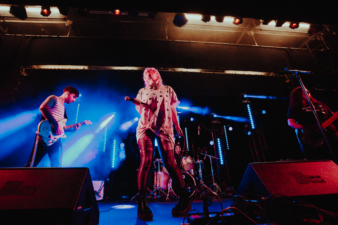 Power-pop punk band Glit performs the first set of the night. UO Music and Concerts hosts the 2019 Willamette Valley Music Festival at the University of Oregon on May 18, 2019. (Sarah Northrop/Emerald)