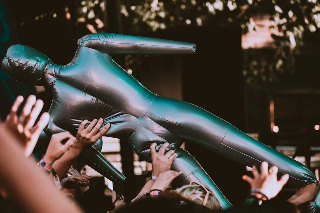 STRFKR fans toss around giant blow up alien mannequins.&#160;The 2019 Capitol Hill Block Party takes place in the heart of Seattle on July 19-21, 2019. (Sarah Northrop)