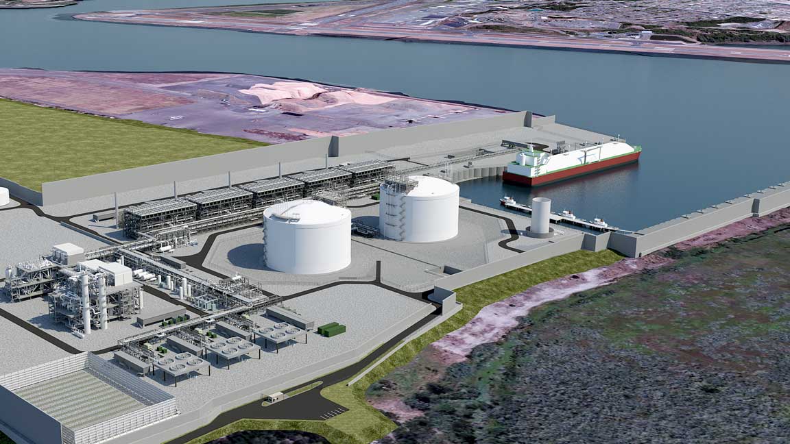 A rendering of the Jordan Cove LNG Pipeline terminal. (Courtesy Jordan Cove LNG)