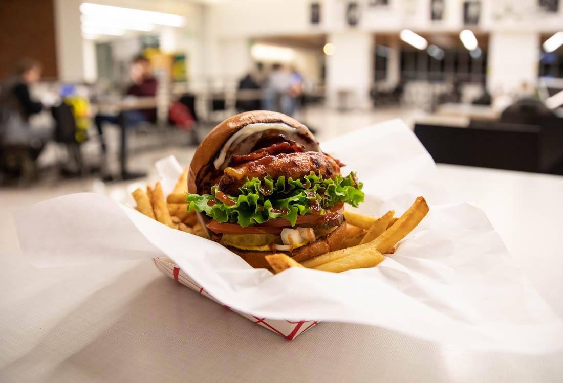 A up close look of the restaurants most popular item, the chicken sandwich. (Madelyn Stellingwerf/Emerald)