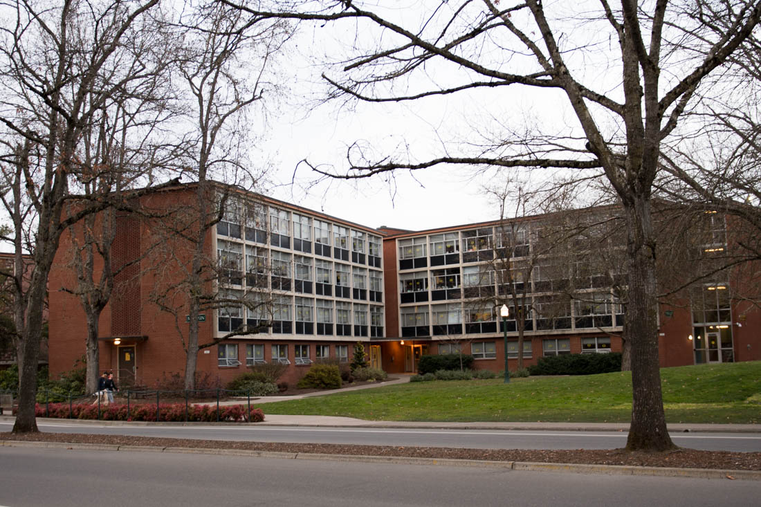 <p>Hamilton Hall is located on the University of Oregon campus in Eugene, Ore. (Madi Mather/Emerald)</p>