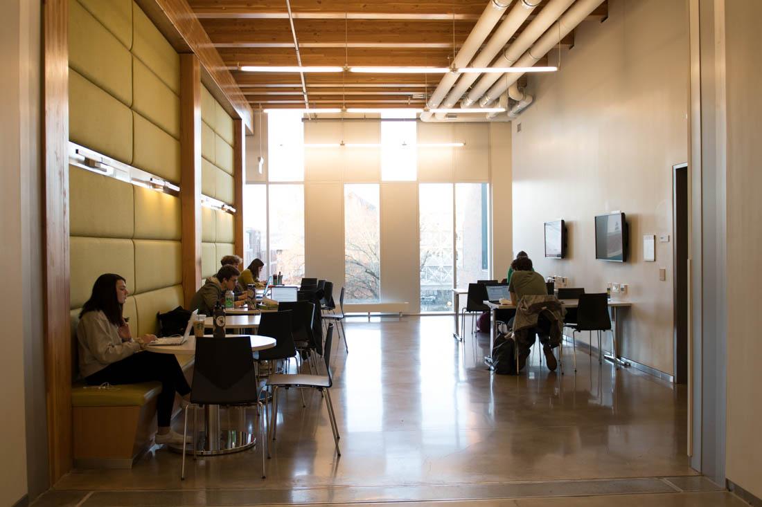 Students study at the EMU on the UO campus in Eugene, Ore. March 2, 2019. (Madi Mather/Emerald)