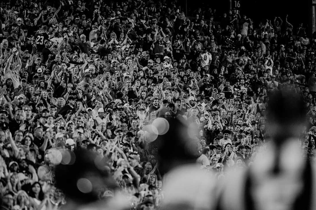 Fans pack the stands at Autzen Stadium. Oregon Ducks football takes on the Montana Grizzlies at Autzen Stadium in Eugene, Ore. on Sept. 14, 2019. (Sarah Northrop/Emerald)