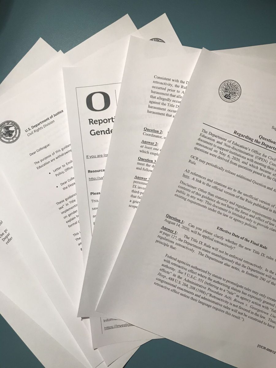 The U.S. Department of Education implemented changes to federal Title IX regulations in August 2020, causing universities around the country &#8212; including the University of Oregon &#8212; to adjust their own anti-discrimination rules and standard operating procedures. (Duncan Baumgarten)