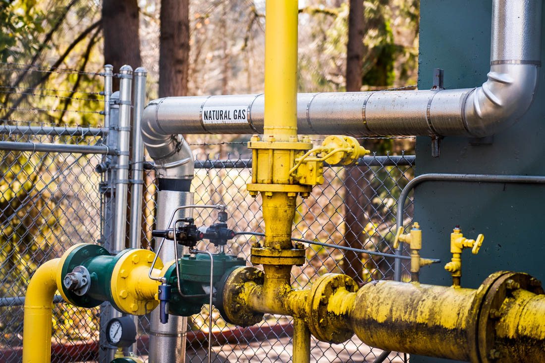 The combustion of natural gas at Central Power Station heats water to produce steam. The UO Central Power Station is responsible for providing energy to the University of Oregon. (Ian Enger/Emerald)