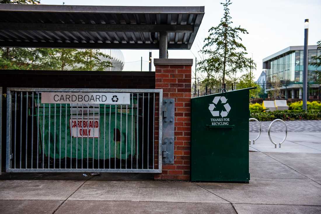 Recycling cardboard reduces pollution from production of new materials. Recycling and composting are simple ways to live sustainably. (Ian Enger/Emerald)