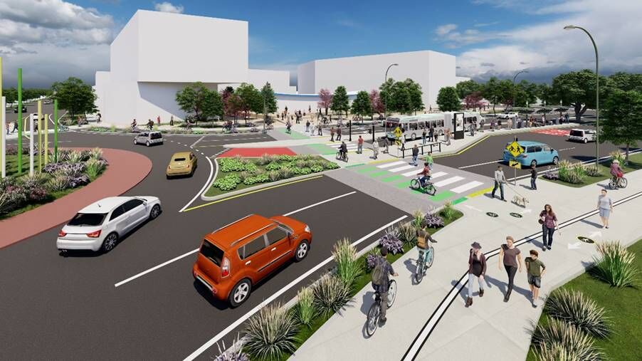 A rendering of the proposed intersection&#160;of Franklin Boulevard and Walnut Street. (Via City of Eugene)