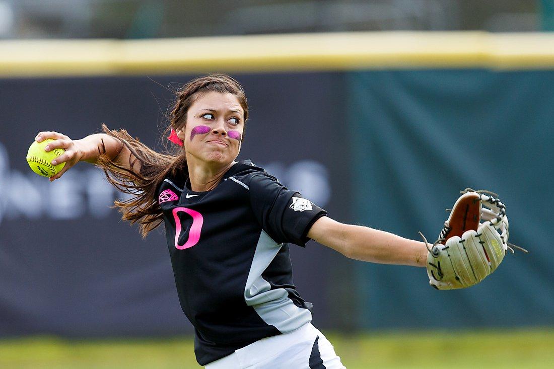 Oregon outfielder Janie Takeda looks over the demolition at Howe Field. Her brown hair is tied low in a tight pony tail as a couple loose strands fall to the left side of her face. There&#8217;s not even a hint of a smile from the usually beaming senior. She&#8217;s wearing &#8230;