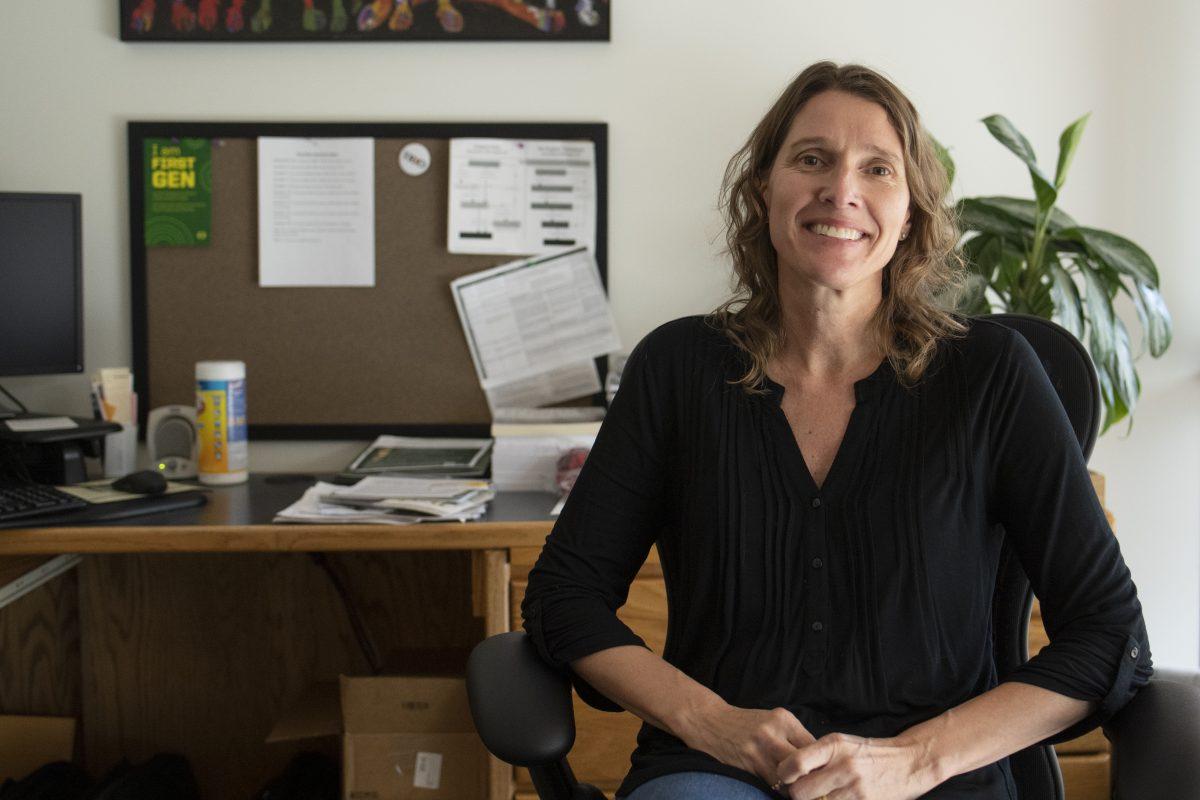 TRiO Student Support Services program director, Tara Parrillo sits in her office in Oregon Hall on the University of Oregon campus in Eugene, Ore. on October 11, 2021. Parrillo says that the program aims to offer &#8220;wholistic advising.&#8221; &#8220;We want to be their advocates,&#8221; said Parrillo. The TRiO Student Support Services program is one of many important resources that offers academic, mental health and wellness advising on campus (Isaac Wasserman/ Emerald)