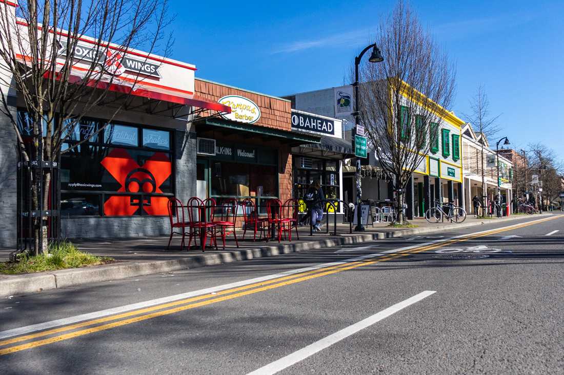 The Duck Store plans to demolish buildings along East 13th Avenue to make room for new stores and student apartments. (Molly McPherson/Emerald)