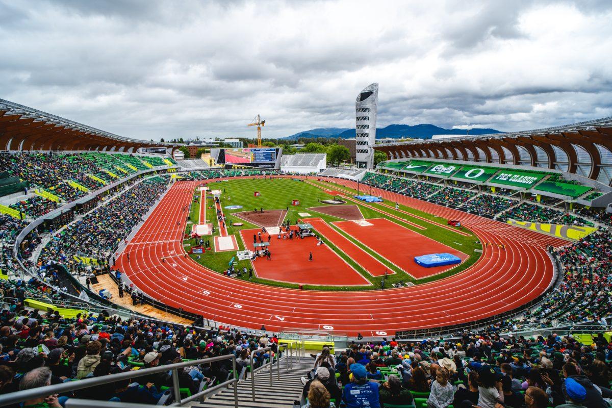 Over 6,000 fans attended Hayward Field on the final day of the Prefontaine Classic. The Prefontaine Classic was held at Hayward Field on Friday, May 27 and Saturday, May 28. (Will Geschke/Emerald)