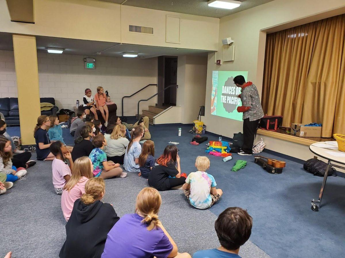 Kawika Perreira teaches the kids lessons about Pacific Islander culture and tradition. Photo courtesy of Jennifer Richardson Media.&#160;&#160;