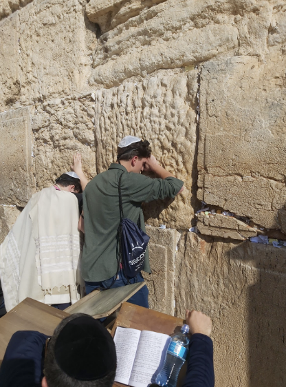 Max Schain, an OSU student, praying at the Western Wall.