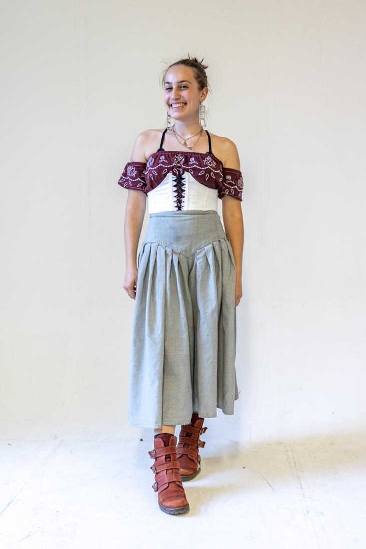 Eliana Kertzner is a third-year product design major who owns and operates the brand ELKE. Many students at the University of Oregon are putting their passion for fashion to use by creating their own clothing brands. (Molly McPherson/Emerald)