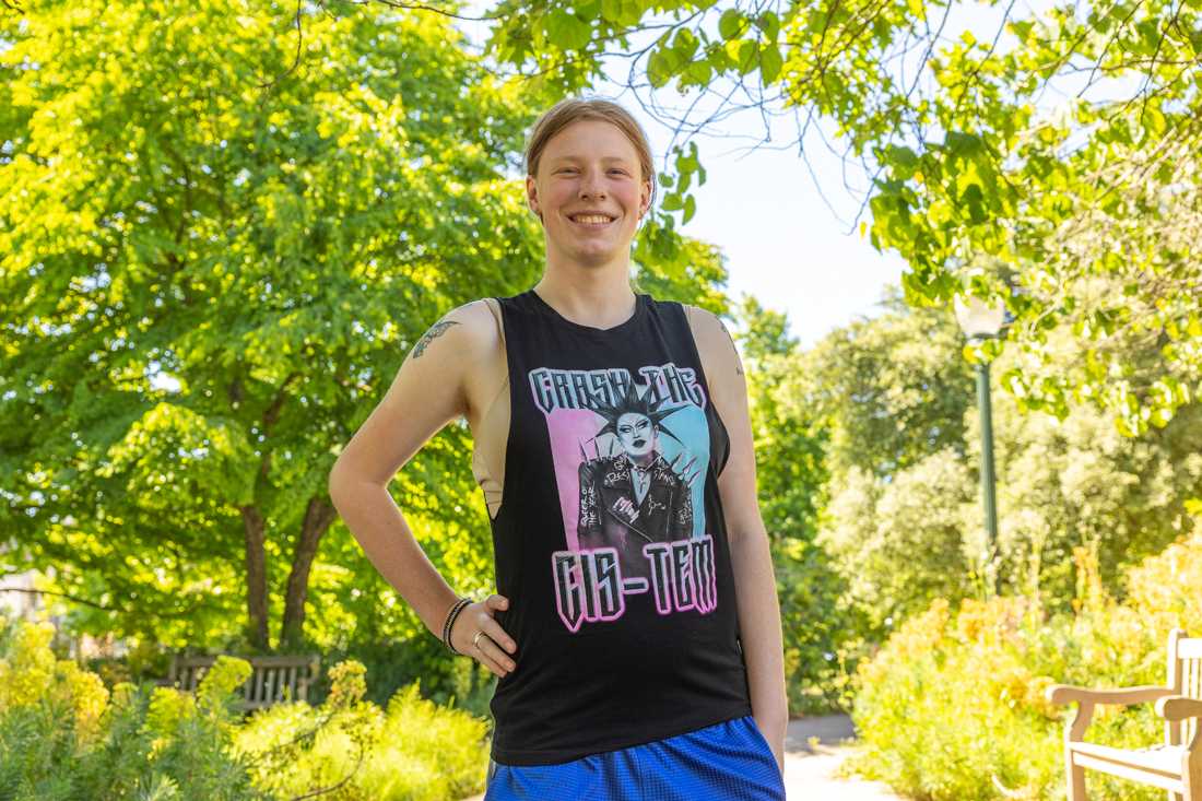 Taliah Johnson is a nonbinary trans woman and a sophomore UO who finds confidence and comfort in their body through self-expression with clothing, tattoos and jewelry. (Molly McPherson/Emerald)