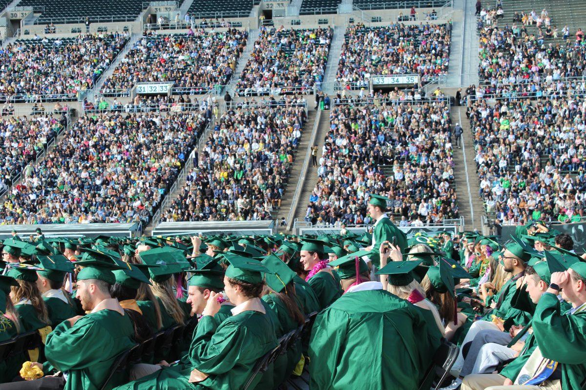 The University of Oregon's class of 2023 gathered at Autzen Stadium to hold its commencement ceremony.&#160;