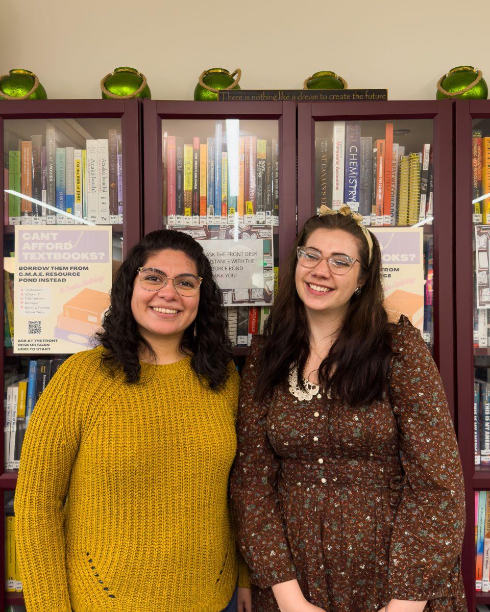 Ixchel Verdugo, pictured on the left, is a Multicultural Academic Counselor, Latine/Chicane Student Retention Specialist, and Liv Braiker, pictured on the right, is a Center Administrative Coordinator. The Center for Multicultural Academic Excellence (CMAE) is located in Oregon Hall, Eugene, Oregon. (Sebastian Flores/Emerald)