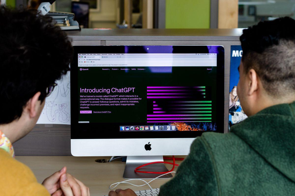 <p>Photo illustration of students using ChatGPT, <span id=