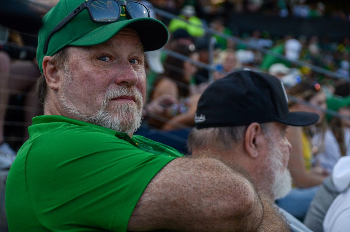 Oregon fans in disbelief. Oral Roberts defeats the Oregon Baseball team in game 2 of Super Regionals on June 10th at PK Park. (Kai Kanzer/Emerald)