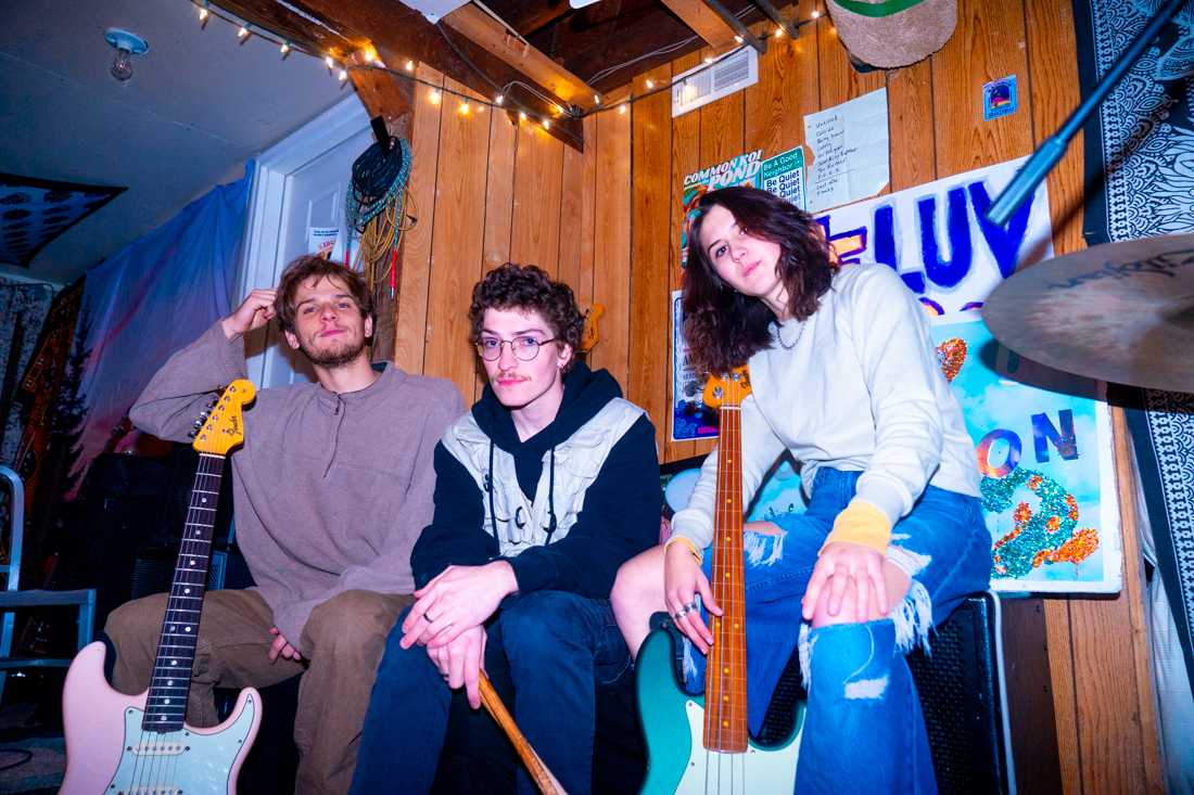 <p>Local Eugene band Common Koi consists of three members: Stephen, Kira, and Skyler. (Lulu Devoulin/ Emerald)</p>