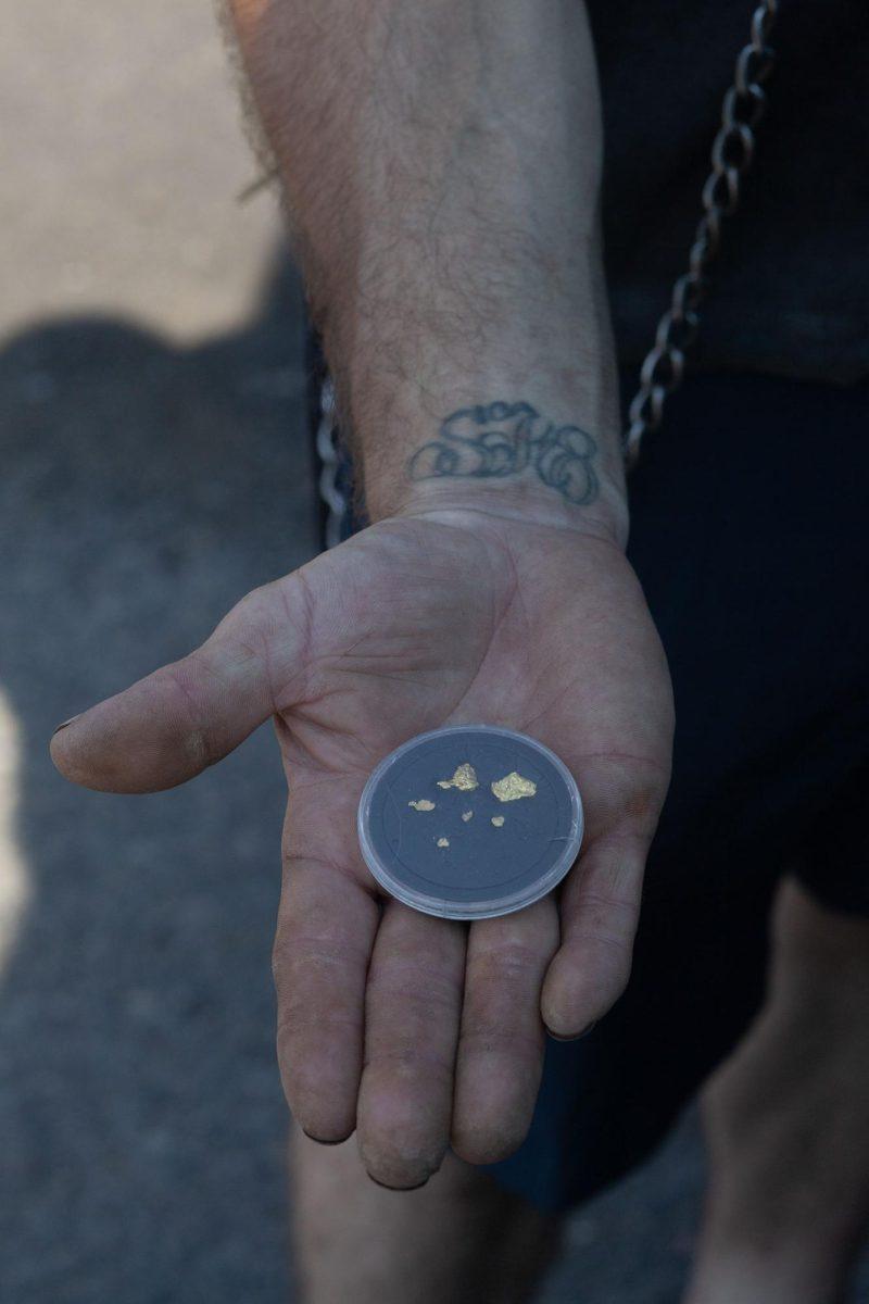 Local precious metal and mineral prospector, Nick Demas, displays some of the gold that he has found during his work. (Miles Cull/Emerald)