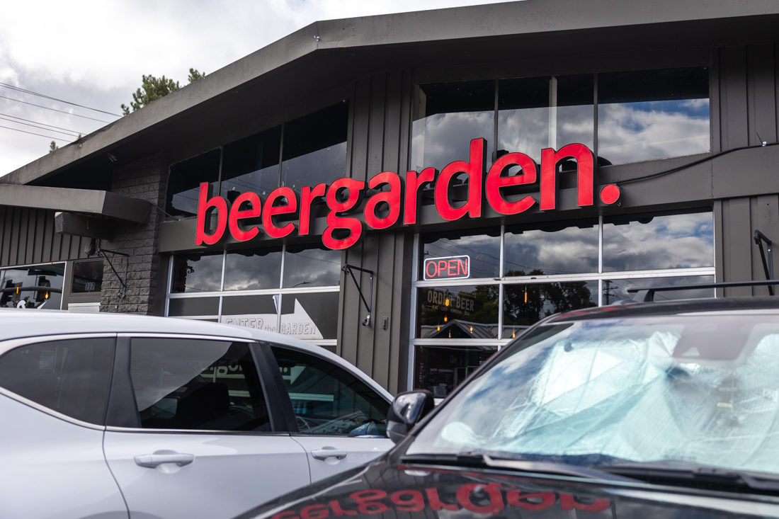 Beergarden is located off 6th Ave in Eugene, Ore. The establishment houses many food carts and drinks to go along with the food. (Molly McPherson/Emerald)