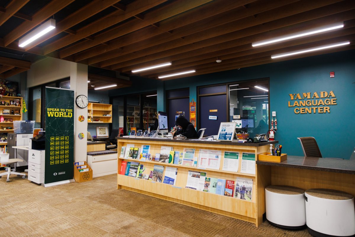 The Yamada Language Center front desk. The Yamada Language Center is located in McKenzie Hall on the University of Oregon's Eugene campus. (Darby Winter/Emerald)