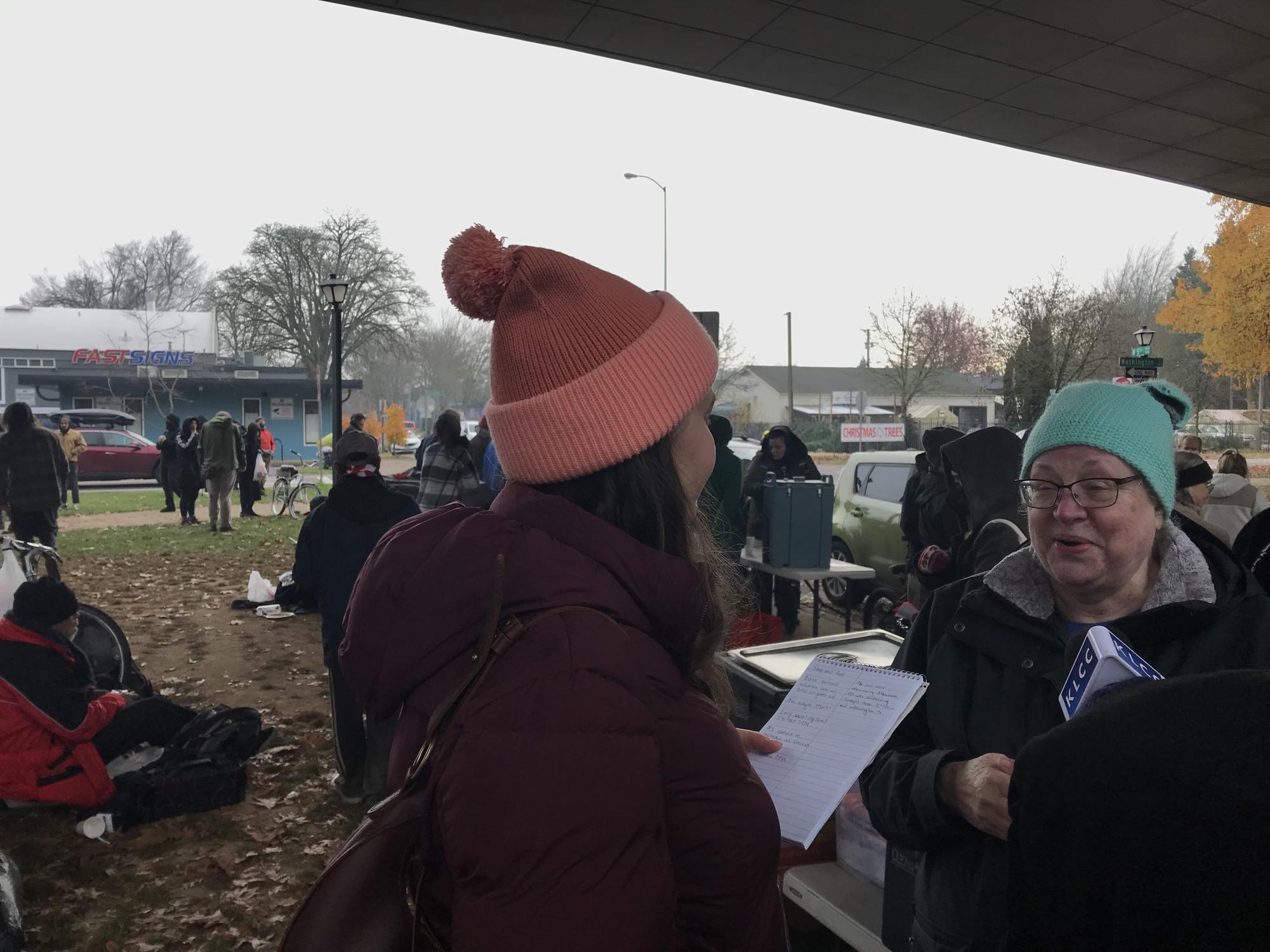 (Lisa Levsen, a board member at Neighbors Feeding Neighbors at Washington Jefferson Park on Dec. 6 2024.)